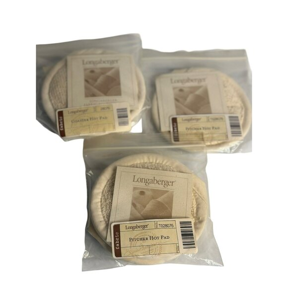 Longaberger Fabric Hot Pads & Coaster Set – 3-Piece 4" PREOWNED READ - Picture 1 of 5